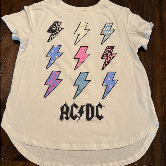 AC/DC | Tops | Acdc Kids Lightning Bolt Tee White And Multicolor | Poshmark